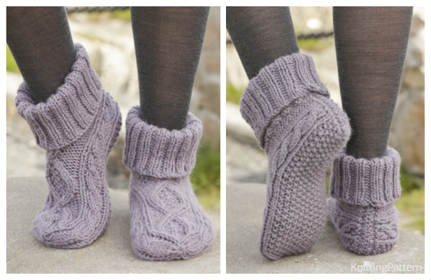 Knit Cable Slippers FREE Knitting Pattern