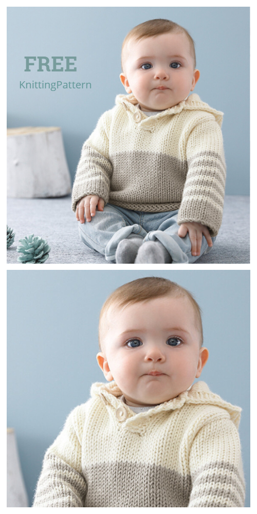 Easy Knit Baby Hooded Sweater Free Knitting Pattern