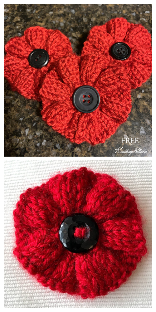 Knit Poppy Flower Free Knitting Patterns Knitting Pattern