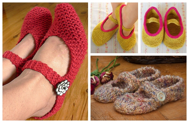 Knit Adult Mary Jane Slippers Free Knitting Patterns