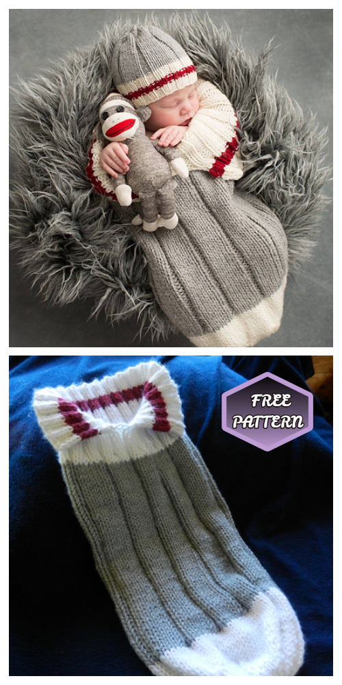 Knit Baby Sock Monkey Smuggler Sleep Sack Free Knitting Patterns
