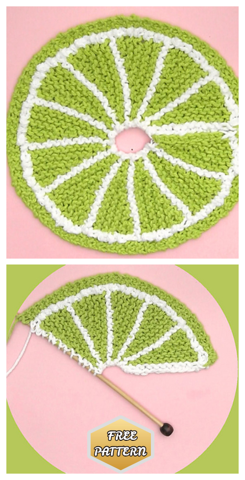 Knit Fruit Citrus Slice Dishcloth Free Knitting Patterns