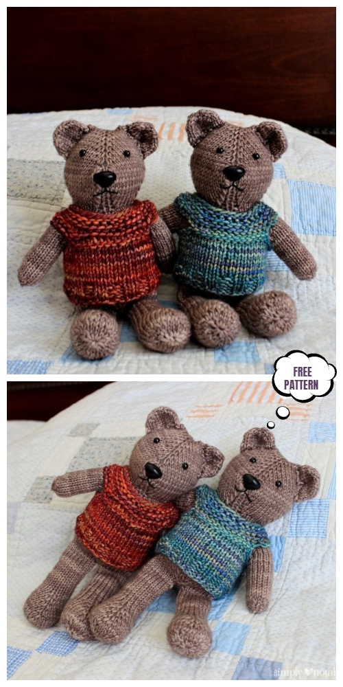 Knit Little Toy Magic Loop Teddy Bear Free Knitting Pattern