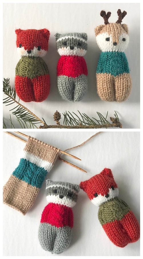 Knit One-Piece ﻿Mini Forest Friends Dolls Toy Knitting Patterns