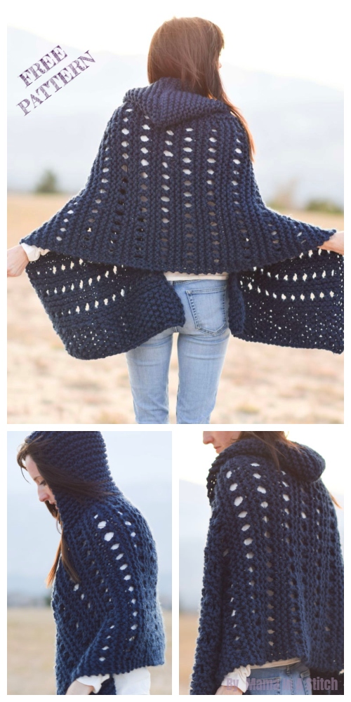 Knit Adak Hooded Wrap Free Knitting Pattern