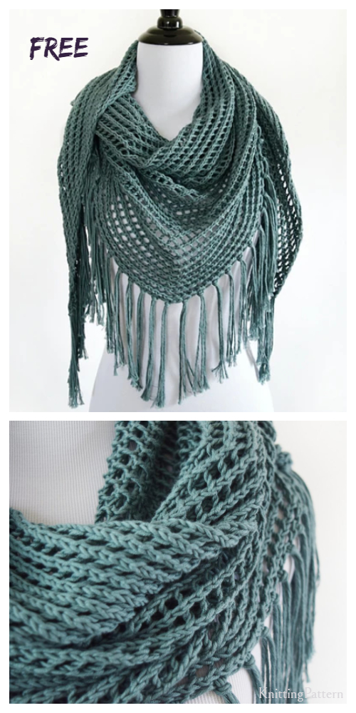Knit Lace Triangle Shawl Free Knitting Pattern