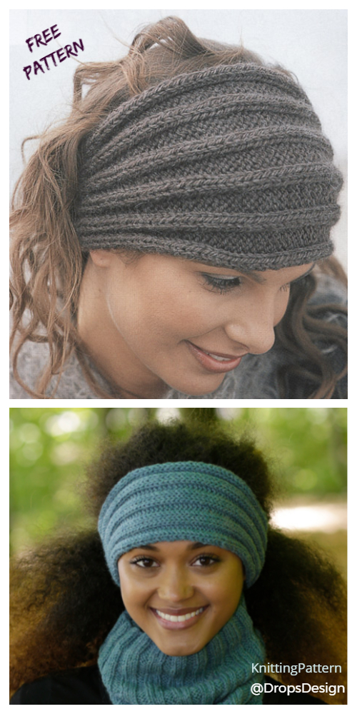 Knit Button Back Ribbed Headband Free Knitting Patterns