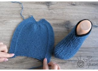 Easy One Piece Knit Ribbed Slippers Free Knitting Pattern + Video