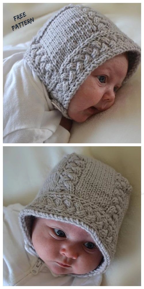 Knit Cable Baby Bonnet Free Knitting Patterns