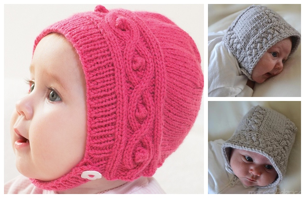 Knit Cable Baby Bonnet Free Knitting Patterns