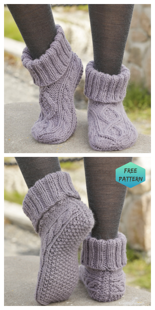 Knit Cable Slippers FREE Knitting Pattern