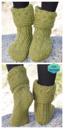 Knit Cable Slippers FREE Knitting Pattern