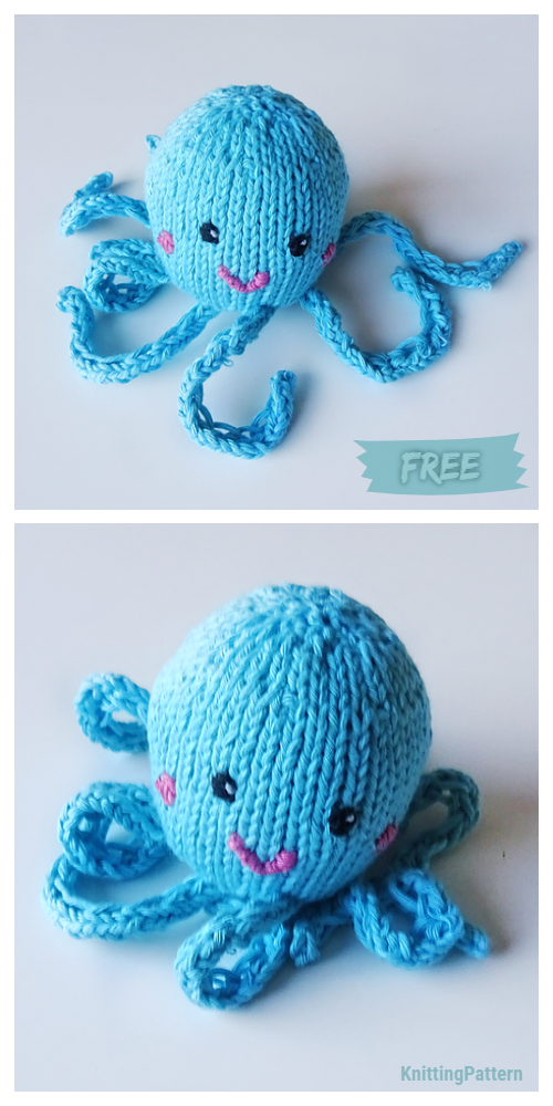 Knit Little Octopus Toy Free Knitting Pattern
