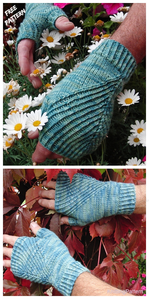 Knit Ribbed Straightforward Fingerless Gloves/Mitts Free Knitting Pattern