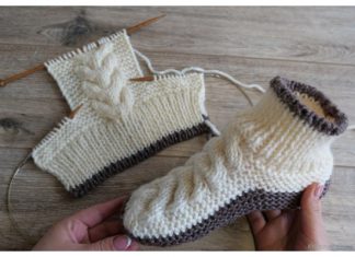 Knit Women Cable Slipper Boots Free Knitting Pattern +Video