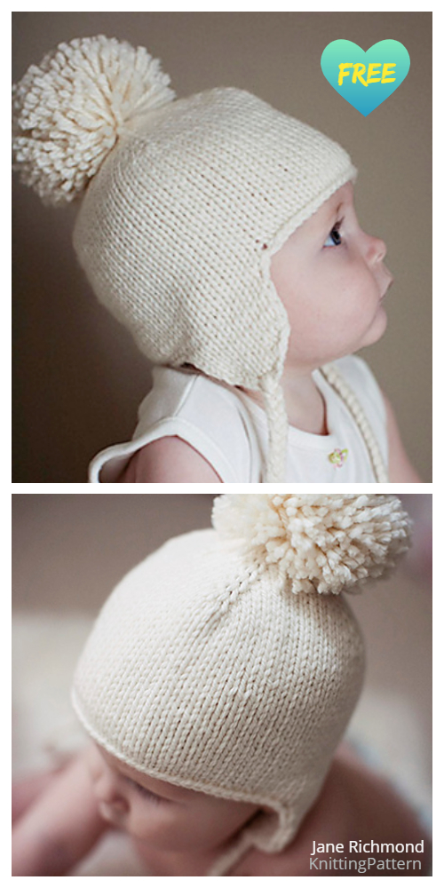 Easy Baby Earflap Hat Free Knitting Patterns