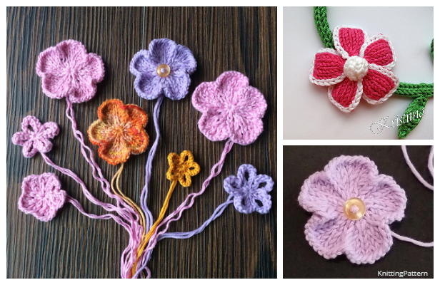 Knit 5Petal Flower Free Knitting Patterns Knitting Pattern