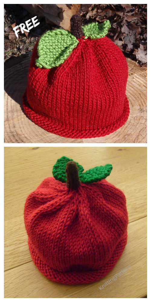 Knit Apple Hat Free Knitting Patterns