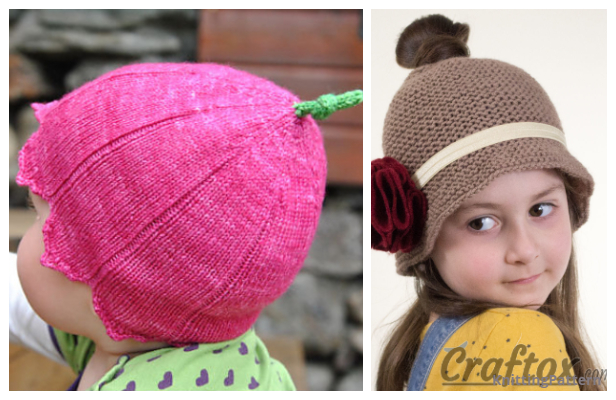 Knit Bell Flower Baby Hat Free Knitting Patterns