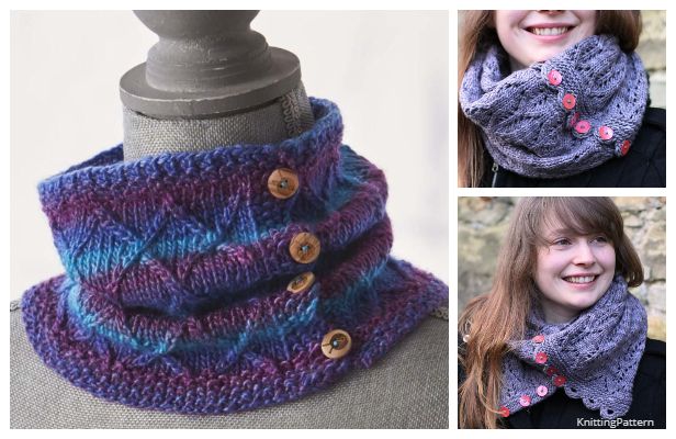 Knit Buttoned Cowl Free Knitting Patterns