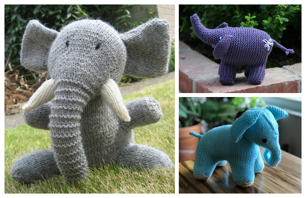Knit Elephant Toy Free Knitting Patterns & Paid