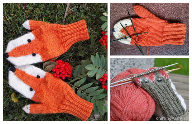 Knit Fox Mitts Free Knitting Patterns