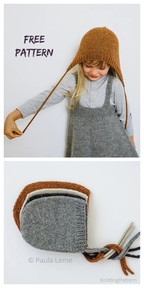 Knit Girls Bonnet Hat Free Knitting Pattern