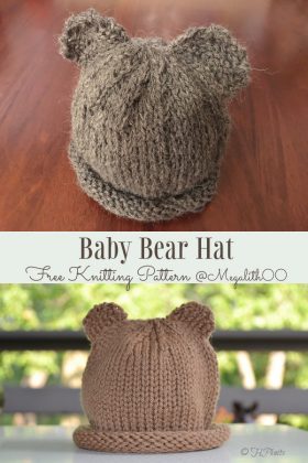 Knit Bear Cub Beanie Hat Free Knitting Pattern