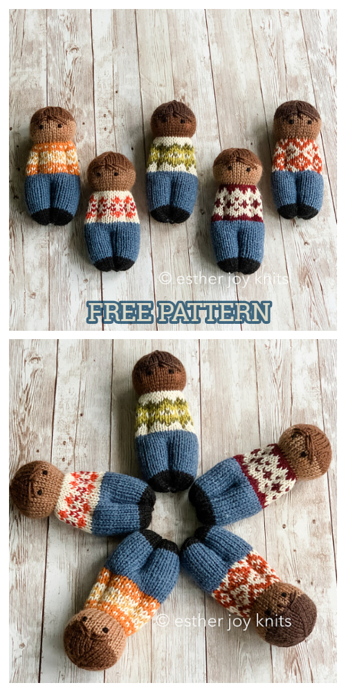 Knit Fairisle Friends Doll Free Knitting Pattern
