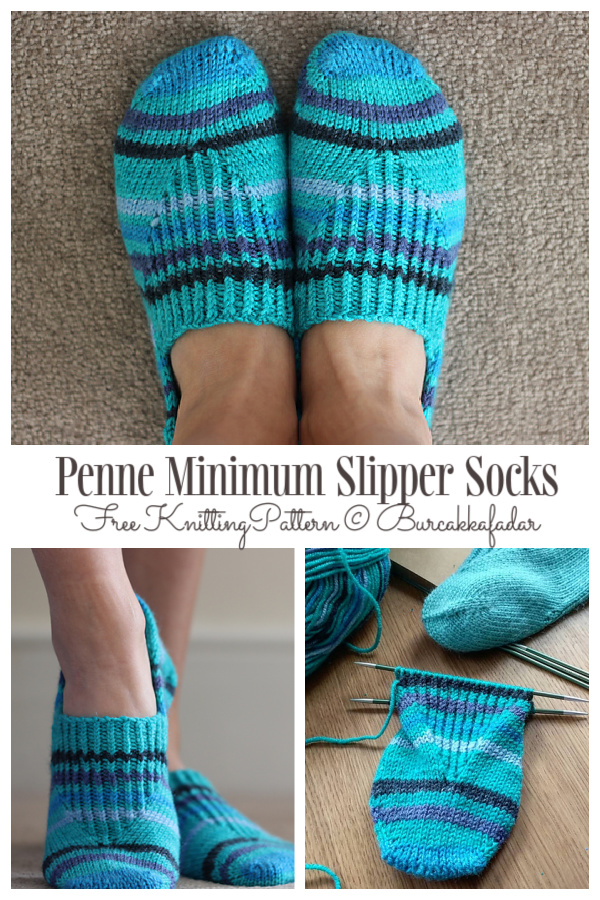Knit Basic Penne Minimum Slippers Free Knitting Patterns
