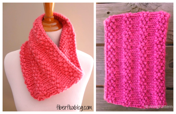 Knit Bubblegum Cowl Free Knitting Patterns