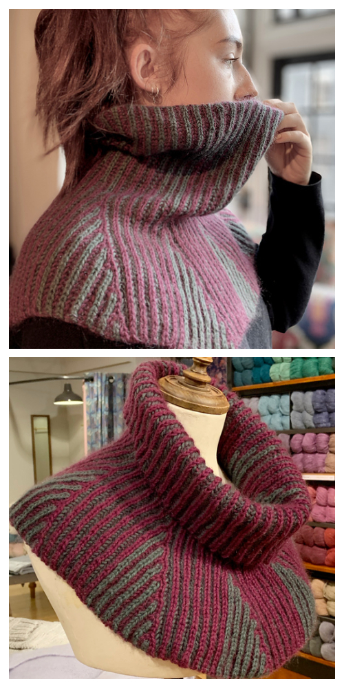 Knit Flare Brioche Tuck Cowl Knitting Pattern