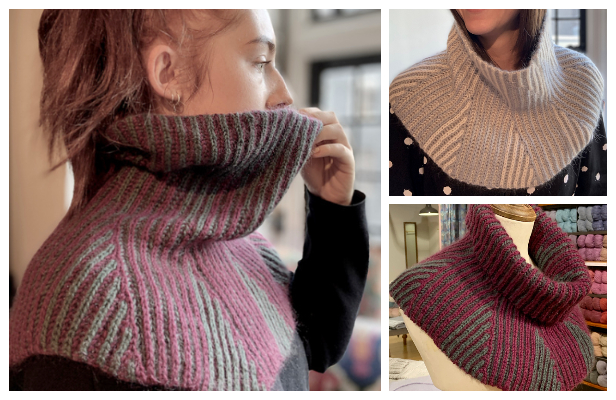 Knit Flare Brioche Tuck Cowl Knitting Pattern