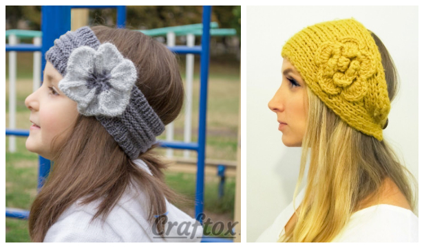 Knit Flower Headband Free Knitting Patterns + Video
