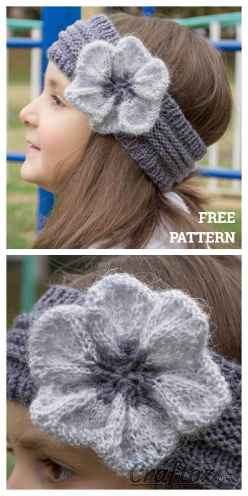 Knit Flower Headband Free Knitting Patterns