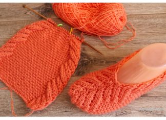 One-Piece Knit Lace Slippers Free Knitting Pattern + Video