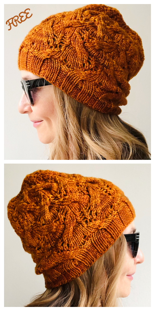 Knit Lace Ribbed Hat Free Knitting Patterns