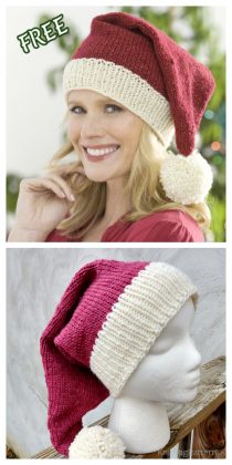 Knit Christmas Santa Hat Free Knitting Patterns - Knitting Pattern