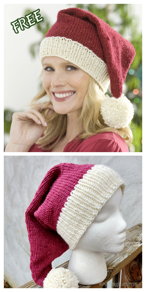 Knit Christmas Santa Hat Free Knitting Patterns Knitting Pattern