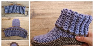 Knit Adult Ribbed Slippers Free Knitting Pattern + Video