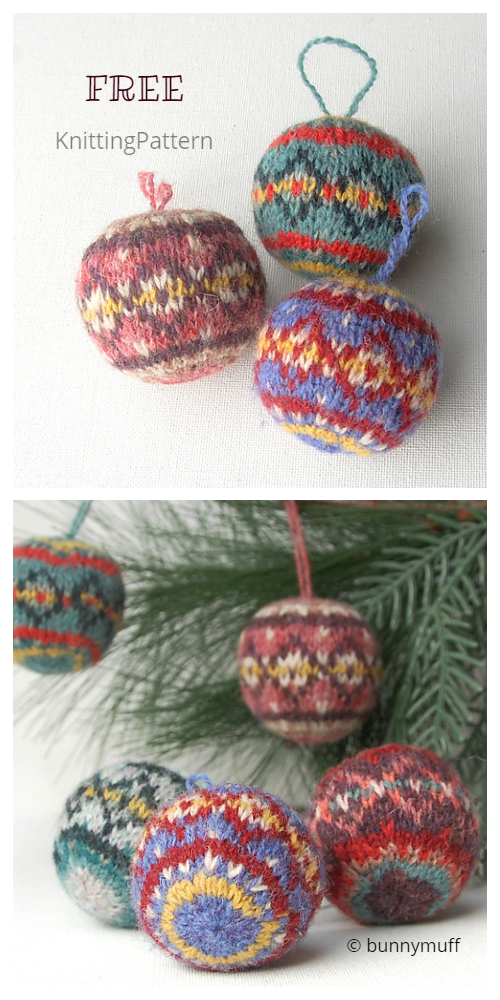 Knit Christmas Swatch Bauble Ornament Free Knitting Patterns