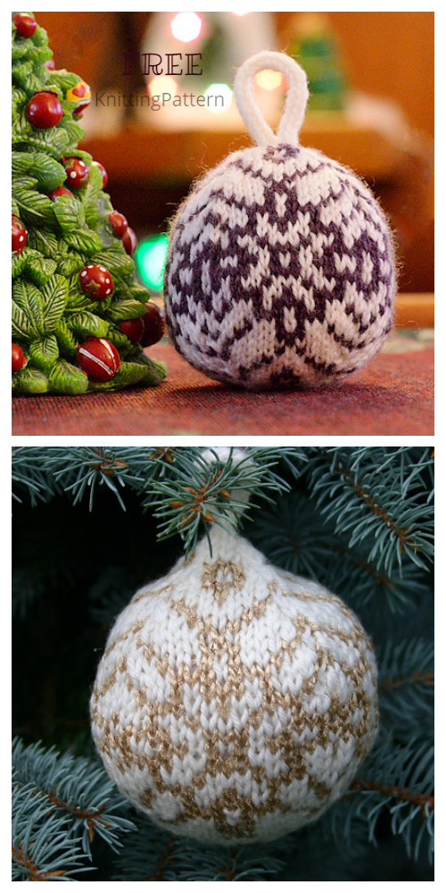Knit Star Christmas Bauble Ornament Free Knitting Patterns