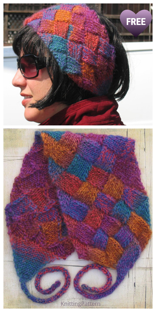 Knit Quant Entrelac Headband Free Knitting Pattern