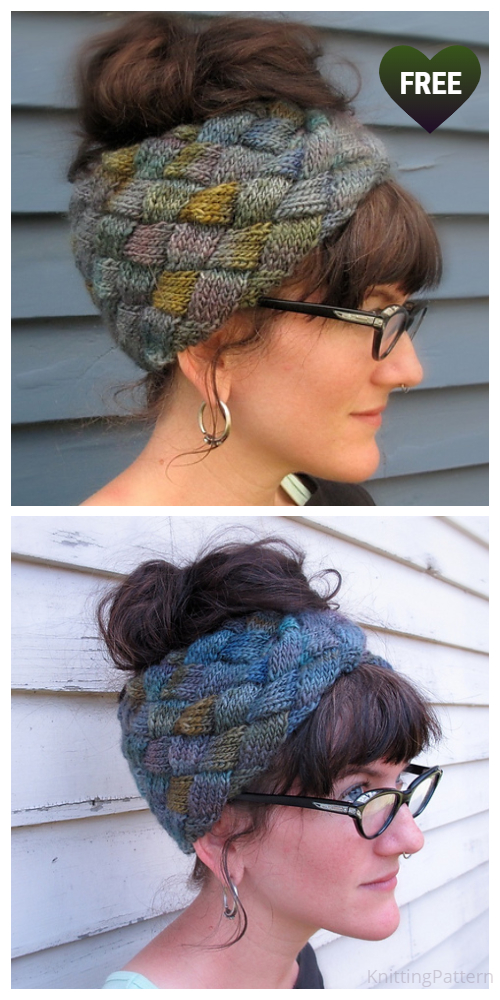Knit Grey Gardens Entrelac Headband Free Knitting Pattern