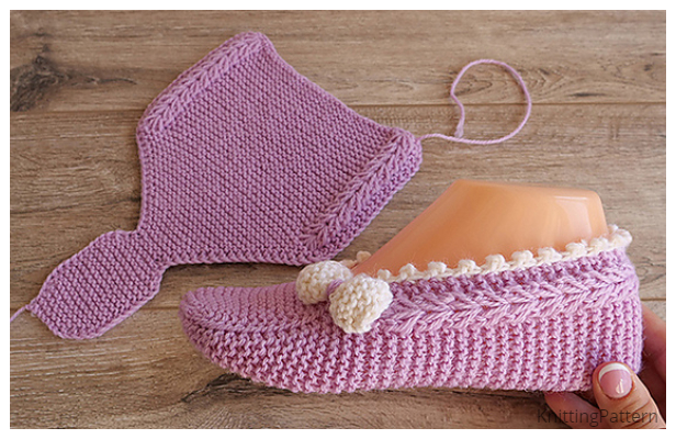 Knit OnePiece Pink Slippers Free Knitting Pattern + Video