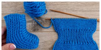 Knit One-Piece Stretchy Baby Booties Free Knitting Pattern + Video