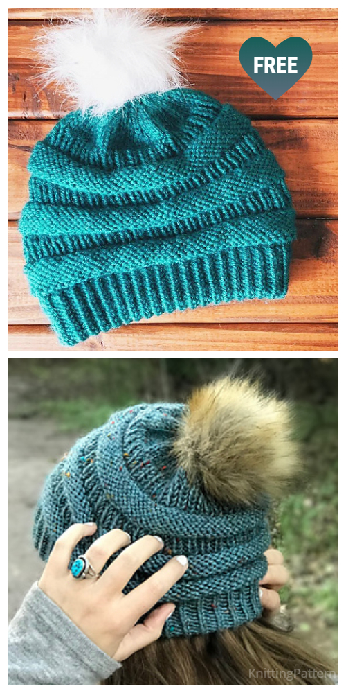 Knit Ribbed Copycat C.C Beanie Hat Free Knitting Patterns