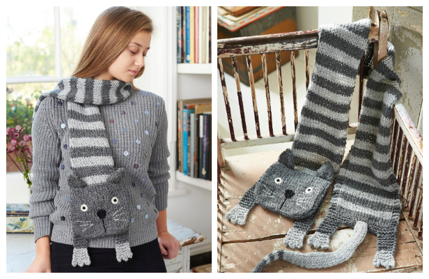 Knit Cat Scarf Free Knitting Patterns