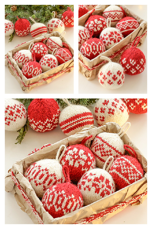 New Traditions Christmas Bauble Ornament Free Knitting Pattern