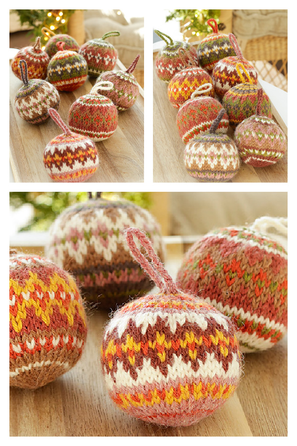 Jolly Holly Days Christmas Bauble Ornament Free Knitting Pattern